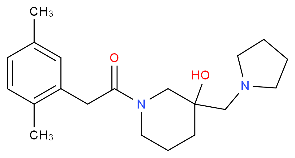 1-[(2,5-dimethylphenyl)acetyl]-3-(pyrrolidin-1-ylmethyl)piperidin-3-ol_Molecular_structure_CAS_)