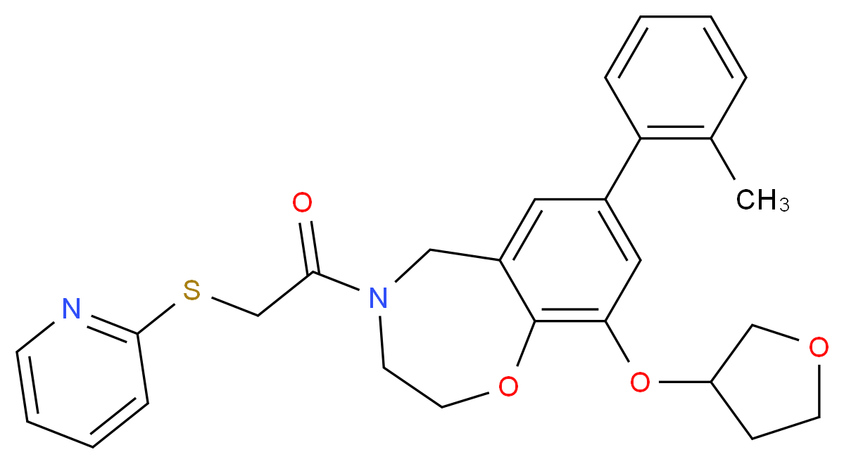 7-(2-methylphenyl)-4-[(2-pyridinylthio)acetyl]-9-(tetrahydro-3-furanyloxy)-2,3,4,5-tetrahydro-1,4-benzoxazepine_Molecular_structure_CAS_)