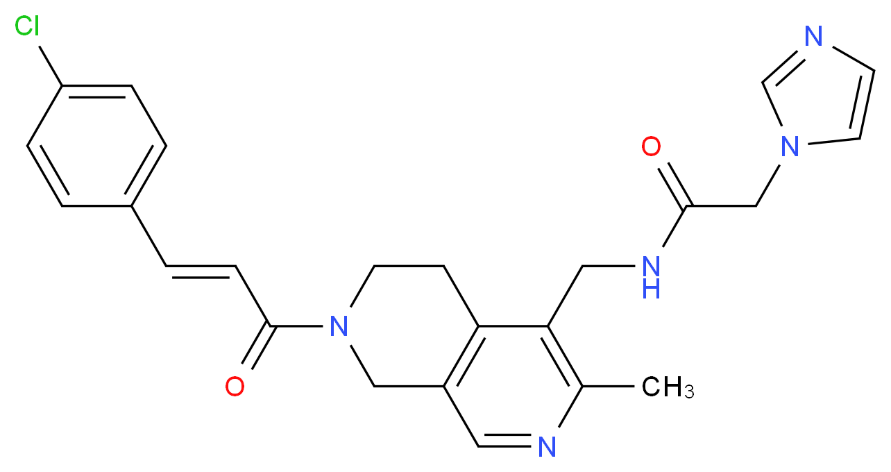 N-({7-[(2E)-3-(4-chlorophenyl)-2-propenoyl]-3-methyl-5,6,7,8-tetrahydro-2,7-naphthyridin-4-yl}methyl)-2-(1H-imidazol-1-yl)acetamide_Molecular_structure_CAS_)