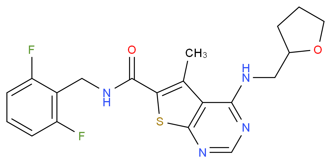 N-(2,6-difluorobenzyl)-5-methyl-4-[(tetrahydro-2-furanylmethyl)amino]thieno[2,3-d]pyrimidine-6-carboxamide_Molecular_structure_CAS_)