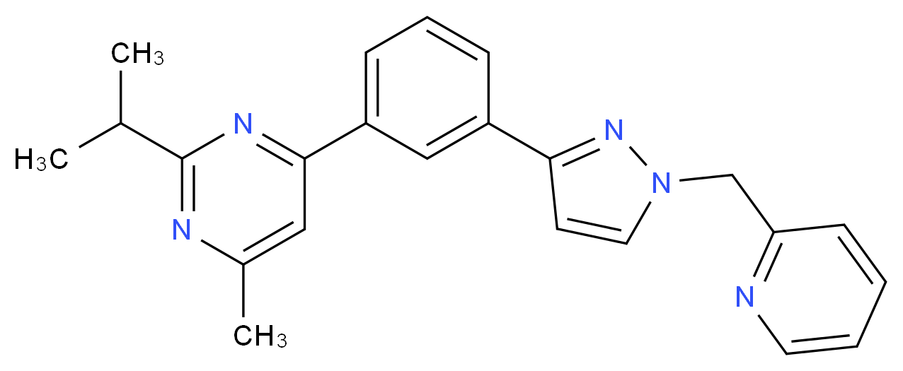 2-isopropyl-4-methyl-6-{3-[1-(2-pyridinylmethyl)-1H-pyrazol-3-yl]phenyl}pyrimidine_Molecular_structure_CAS_)
