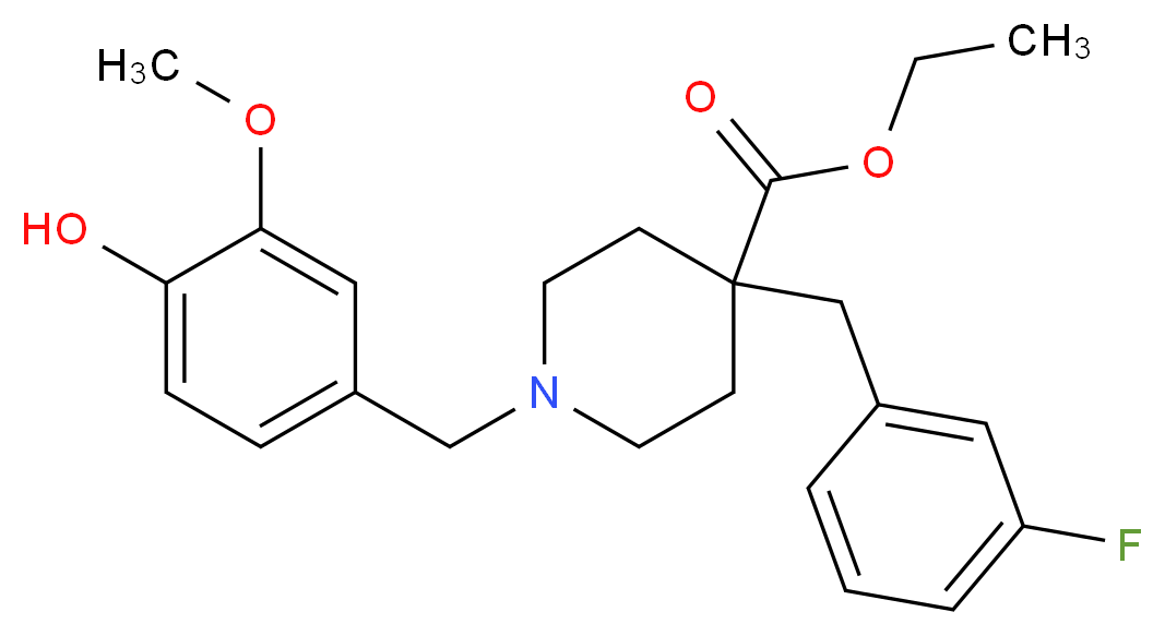 ethyl 4-(3-fluorobenzyl)-1-(4-hydroxy-3-methoxybenzyl)-4-piperidinecarboxylate_Molecular_structure_CAS_)