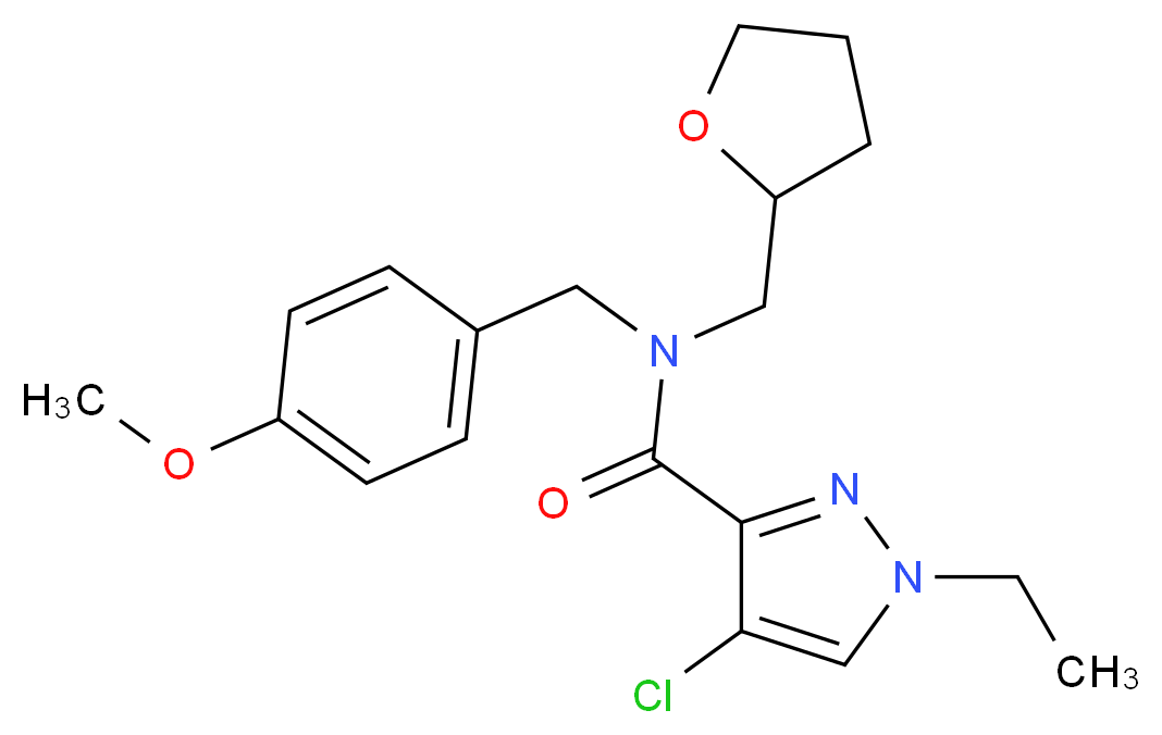 4-chloro-1-ethyl-N-(4-methoxybenzyl)-N-(tetrahydrofuran-2-ylmethyl)-1H-pyrazole-3-carboxamide_Molecular_structure_CAS_)