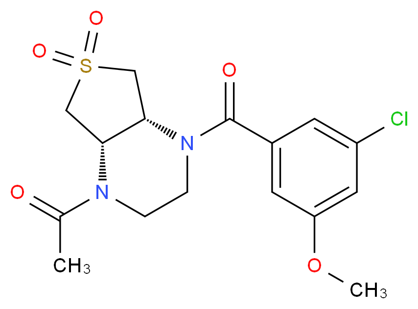 (4aR*,7aS*)-1-acetyl-4-(3-chloro-5-methoxybenzoyl)octahydrothieno[3,4-b]pyrazine 6,6-dioxide_Molecular_structure_CAS_)