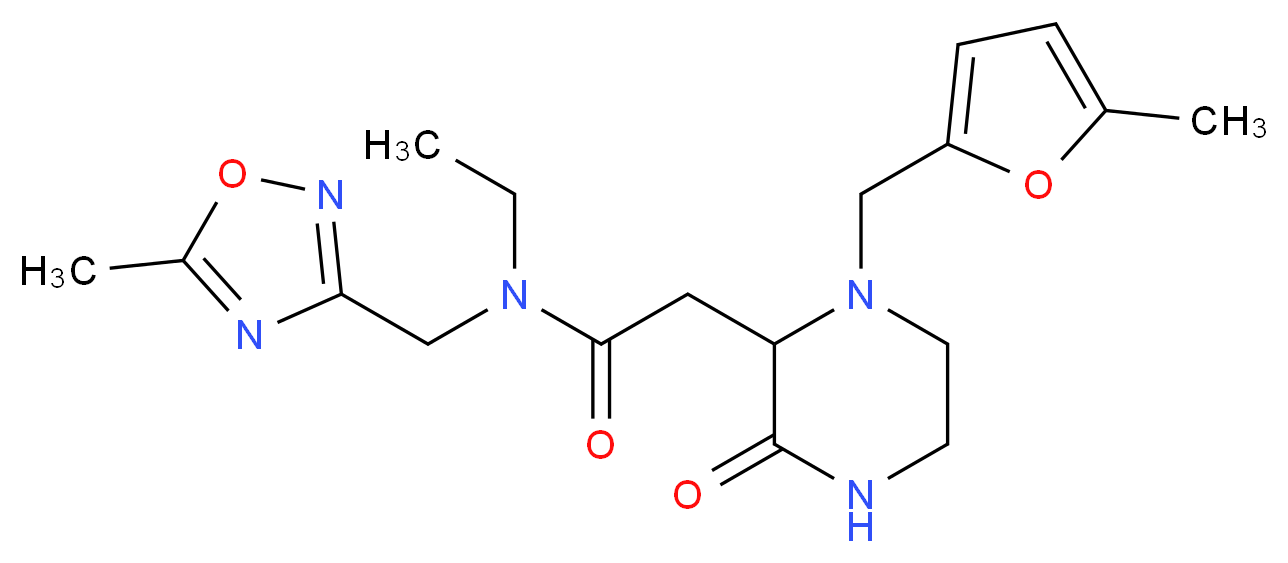 N-ethyl-2-{1-[(5-methyl-2-furyl)methyl]-3-oxo-2-piperazinyl}-N-[(5-methyl-1,2,4-oxadiazol-3-yl)methyl]acetamide_Molecular_structure_CAS_)