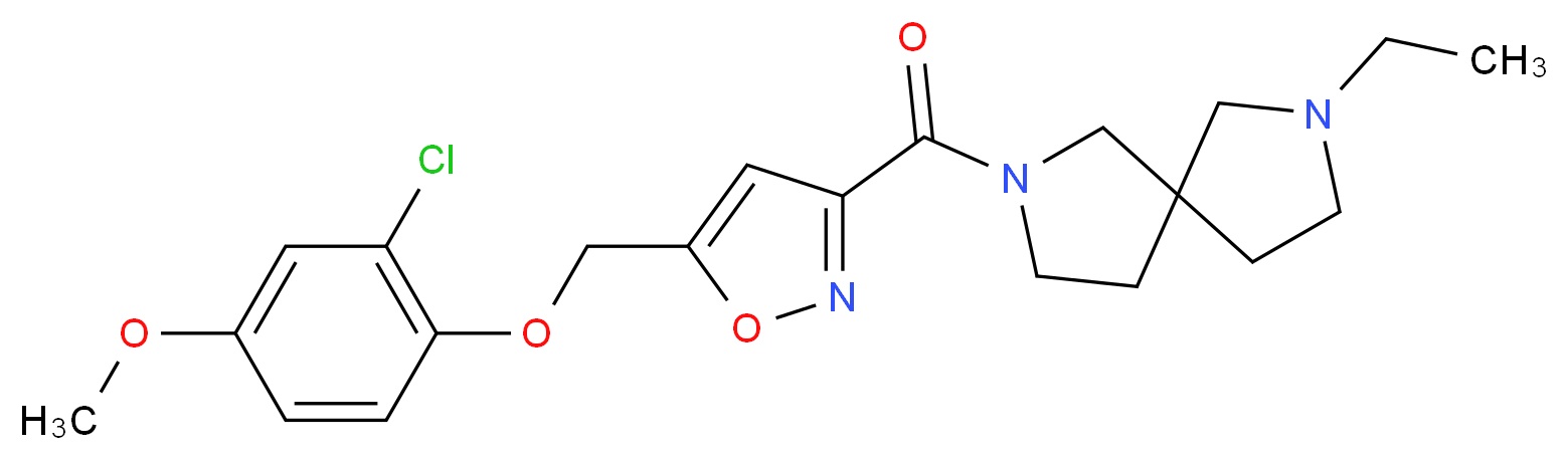 2-({5-[(2-chloro-4-methoxyphenoxy)methyl]-3-isoxazolyl}carbonyl)-7-ethyl-2,7-diazaspiro[4.4]nonane_Molecular_structure_CAS_)
