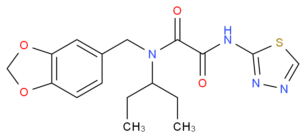 N-(1,3-benzodioxol-5-ylmethyl)-N-(1-ethylpropyl)-N'-1,3,4-thiadiazol-2-ylethanediamide_Molecular_structure_CAS_)