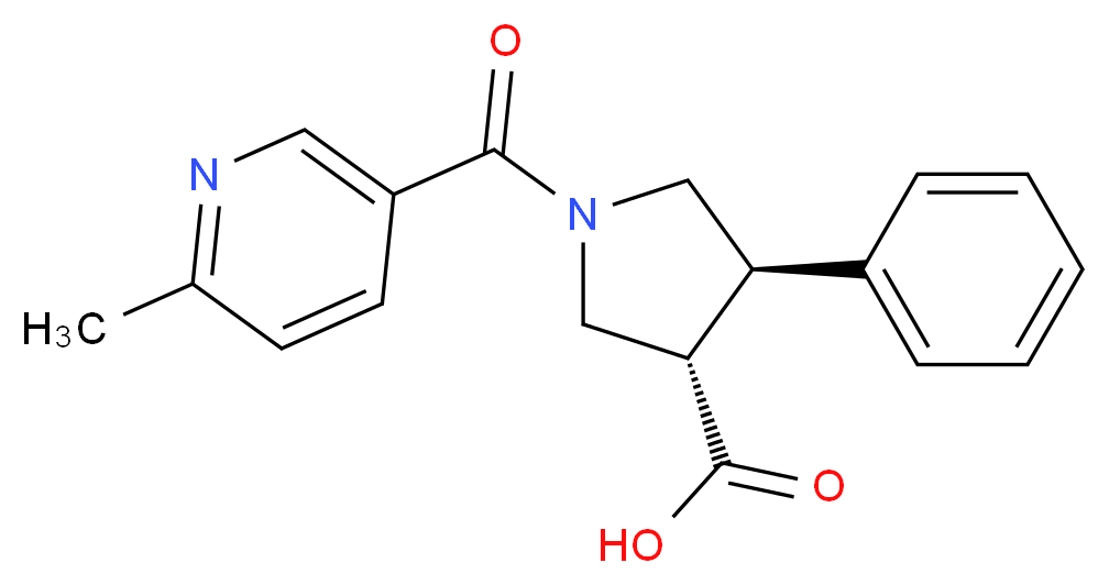 (3S*,4R*)-1-[(6-methylpyridin-3-yl)carbonyl]-4-phenylpyrrolidine-3-carboxylic acid_Molecular_structure_CAS_)