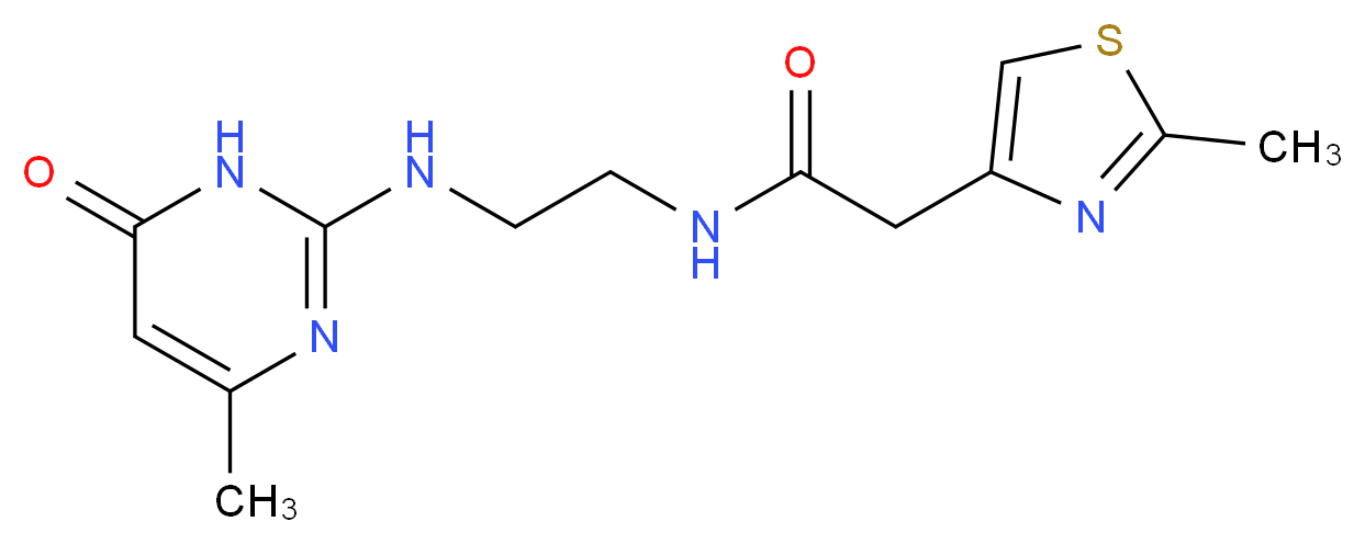 N-{2-[(4-methyl-6-oxo-1,6-dihydro-2-pyrimidinyl)amino]ethyl}-2-(2-methyl-1,3-thiazol-4-yl)acetamide_Molecular_structure_CAS_)
