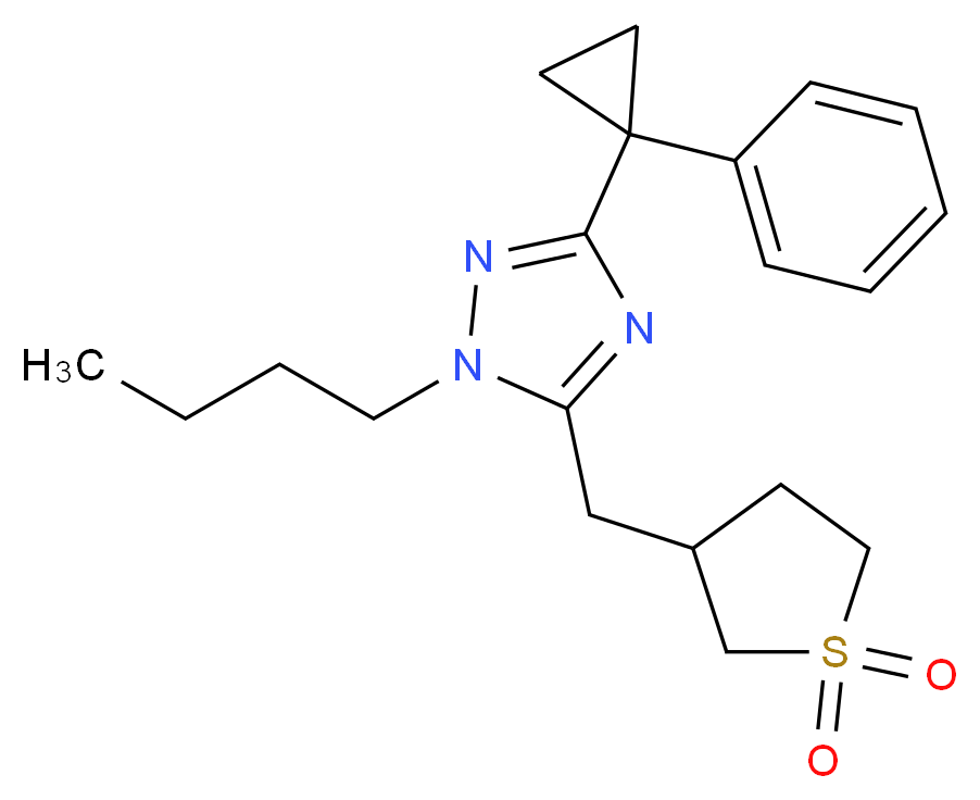 1-butyl-5-[(1,1-dioxidotetrahydro-3-thienyl)methyl]-3-(1-phenylcyclopropyl)-1H-1,2,4-triazole_Molecular_structure_CAS_)