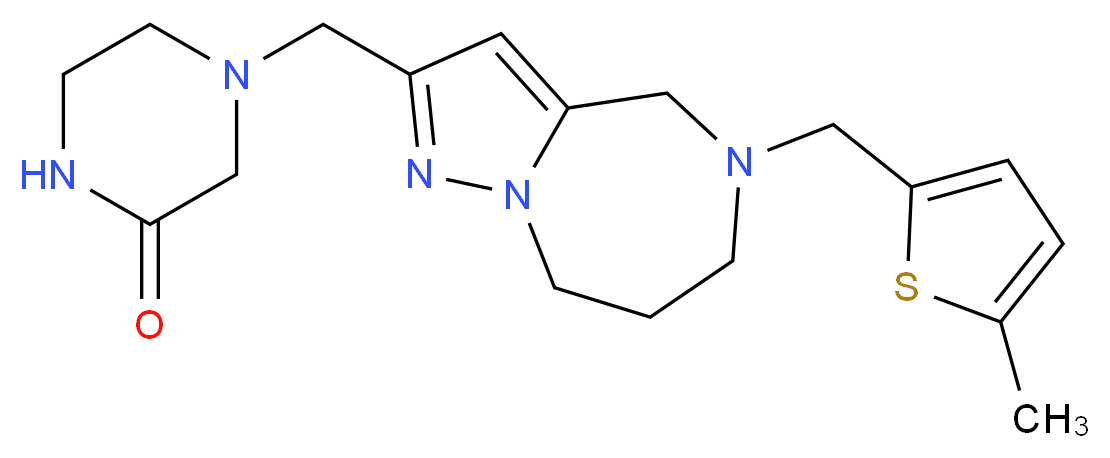 4-({5-[(5-methyl-2-thienyl)methyl]-5,6,7,8-tetrahydro-4H-pyrazolo[1,5-a][1,4]diazepin-2-yl}methyl)-2-piperazinone_Molecular_structure_CAS_)