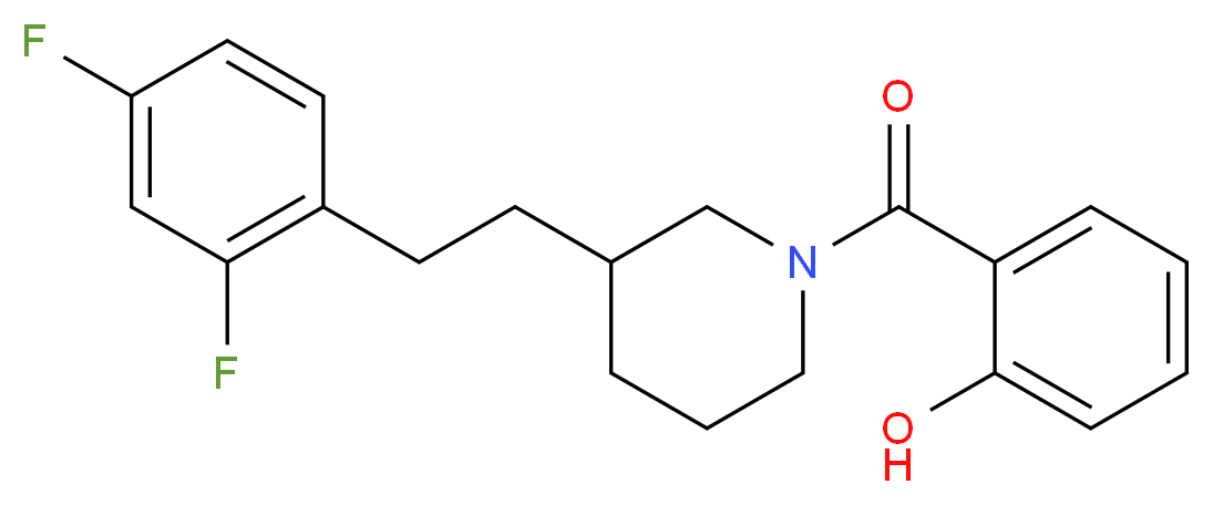 2-({3-[2-(2,4-difluorophenyl)ethyl]-1-piperidinyl}carbonyl)phenol_Molecular_structure_CAS_)