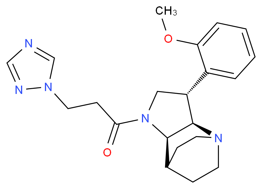 (2R*,3S*,6R*)-3-(2-methoxyphenyl)-5-[3-(1H-1,2,4-triazol-1-yl)propanoyl]-1,5-diazatricyclo[5.2.2.0~2,6~]undecane_Molecular_structure_CAS_)