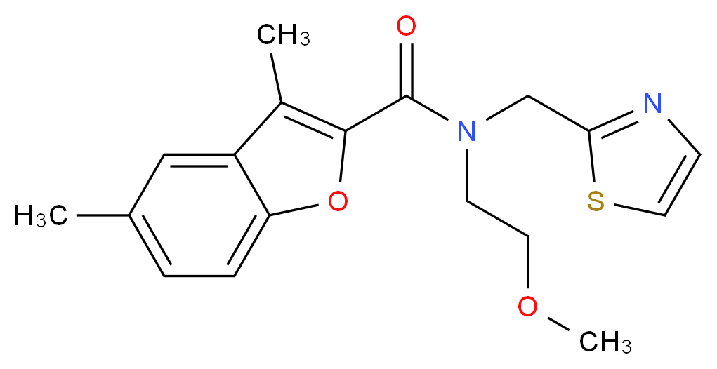 N-(2-methoxyethyl)-3,5-dimethyl-N-(1,3-thiazol-2-ylmethyl)-1-benzofuran-2-carboxamide_Molecular_structure_CAS_)