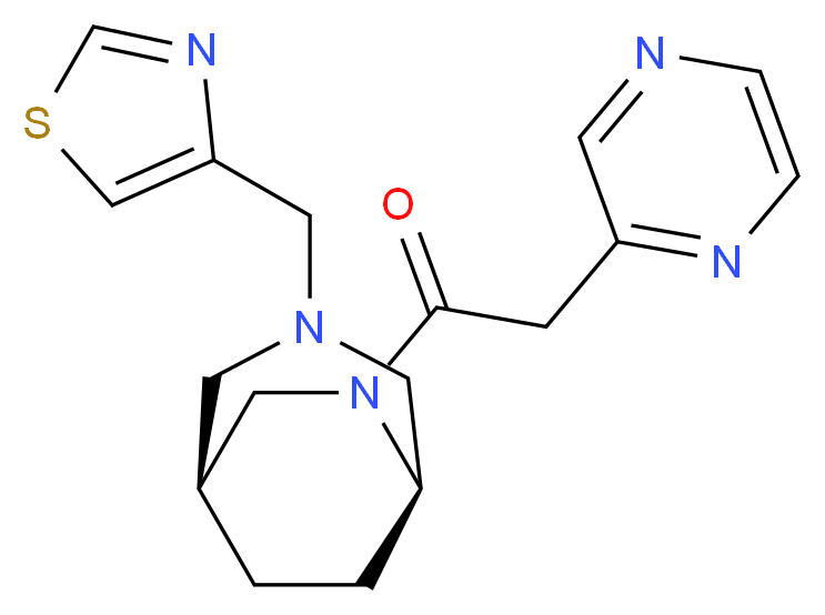 (1S*,5R*)-6-(pyrazin-2-ylacetyl)-3-(1,3-thiazol-4-ylmethyl)-3,6-diazabicyclo[3.2.2]nonane_Molecular_structure_CAS_)