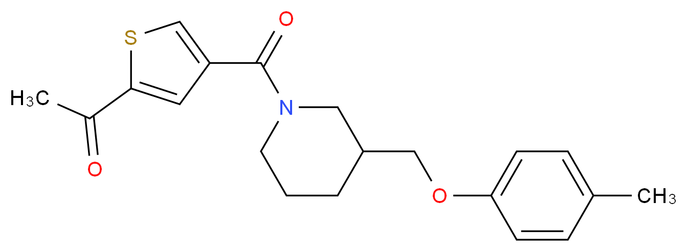 1-[4-({3-[(4-methylphenoxy)methyl]-1-piperidinyl}carbonyl)-2-thienyl]ethanone_Molecular_structure_CAS_)