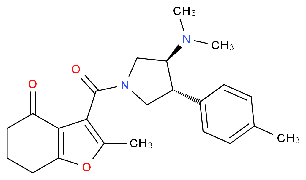 3-{[(3S*,4R*)-3-(dimethylamino)-4-(4-methylphenyl)pyrrolidin-1-yl]carbonyl}-2-methyl-6,7-dihydro-1-benzofuran-4(5H)-one_Molecular_structure_CAS_)
