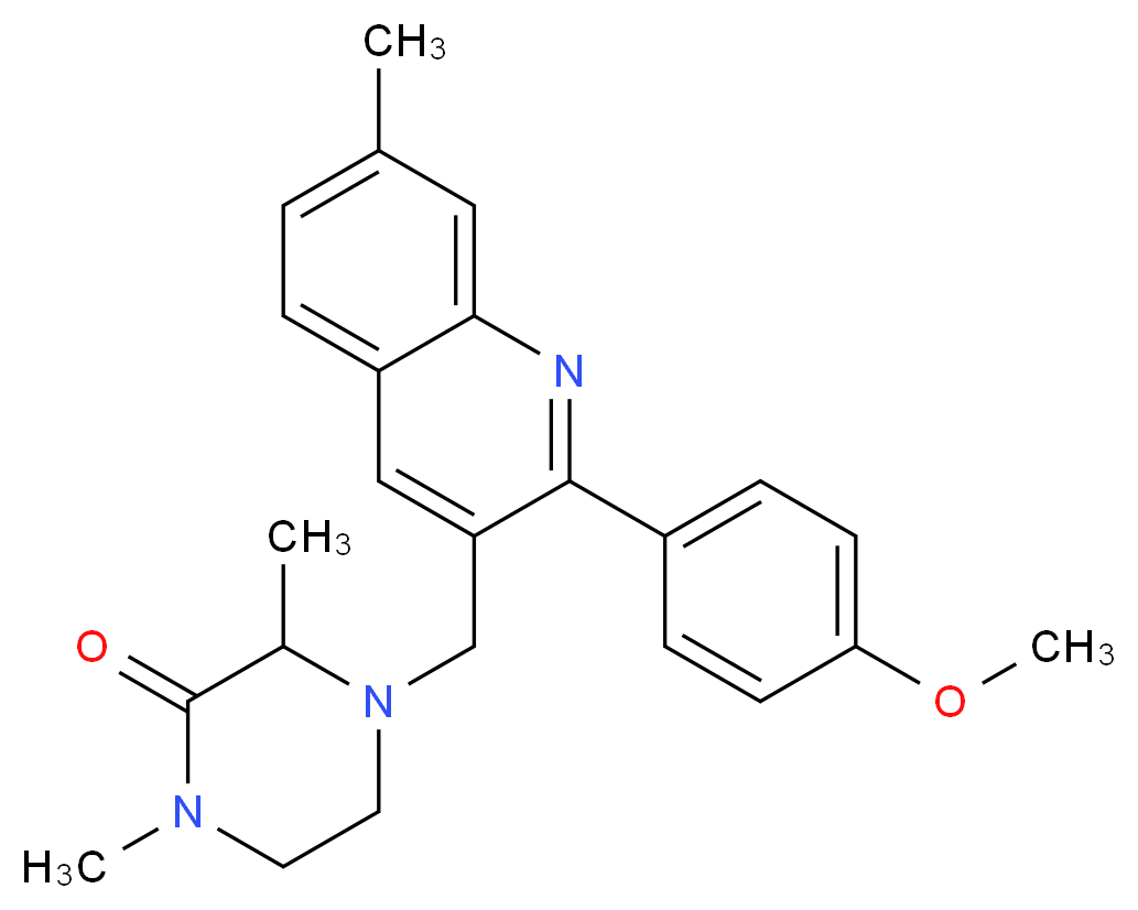 4-{[2-(4-methoxyphenyl)-7-methyl-3-quinolinyl]methyl}-1,3-dimethyl-2-piperazinone_Molecular_structure_CAS_)