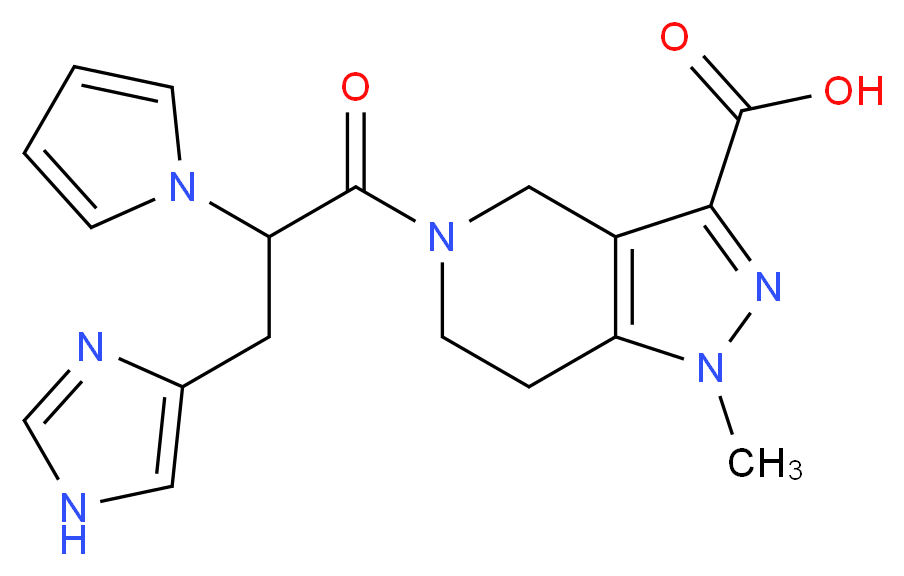 5-[3-(1H-imidazol-4-yl)-2-(1H-pyrrol-1-yl)propanoyl]-1-methyl-4,5,6,7-tetrahydro-1H-pyrazolo[4,3-c]pyridine-3-carboxylic acid_Molecular_structure_CAS_)