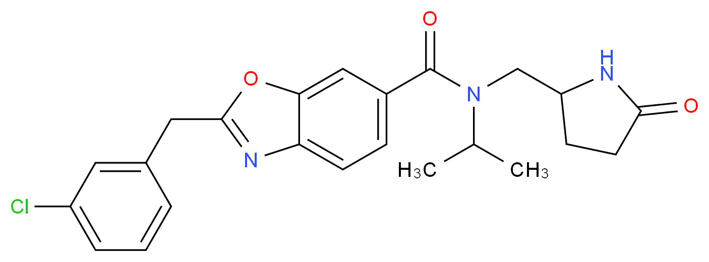 2-(3-chlorobenzyl)-N-isopropyl-N-[(5-oxo-2-pyrrolidinyl)methyl]-1,3-benzoxazole-6-carboxamide_Molecular_structure_CAS_)