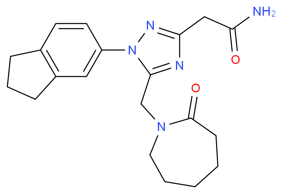 2-{1-(2,3-dihydro-1H-inden-5-yl)-5-[(2-oxoazepan-1-yl)methyl]-1H-1,2,4-triazol-3-yl}acetamide_Molecular_structure_CAS_)
