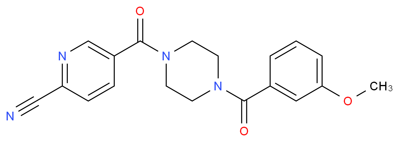 5-{[4-(3-methoxybenzoyl)-1-piperazinyl]carbonyl}-2-pyridinecarbonitrile_Molecular_structure_CAS_)