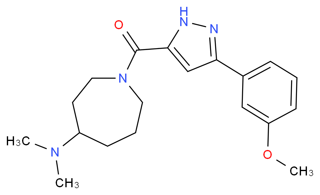 1-{[3-(3-methoxyphenyl)-1H-pyrazol-5-yl]carbonyl}-N,N-dimethyl-4-azepanamine_Molecular_structure_CAS_)