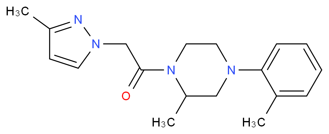 2-methyl-4-(2-methylphenyl)-1-[(3-methyl-1H-pyrazol-1-yl)acetyl]piperazine_Molecular_structure_CAS_)