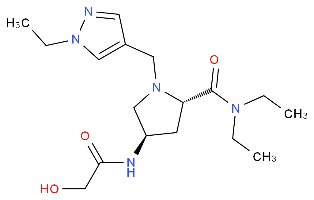 (4R)-N,N-diethyl-1-[(1-ethyl-1H-pyrazol-4-yl)methyl]-4-(glycoloylamino)-L-prolinamide_Molecular_structure_CAS_)