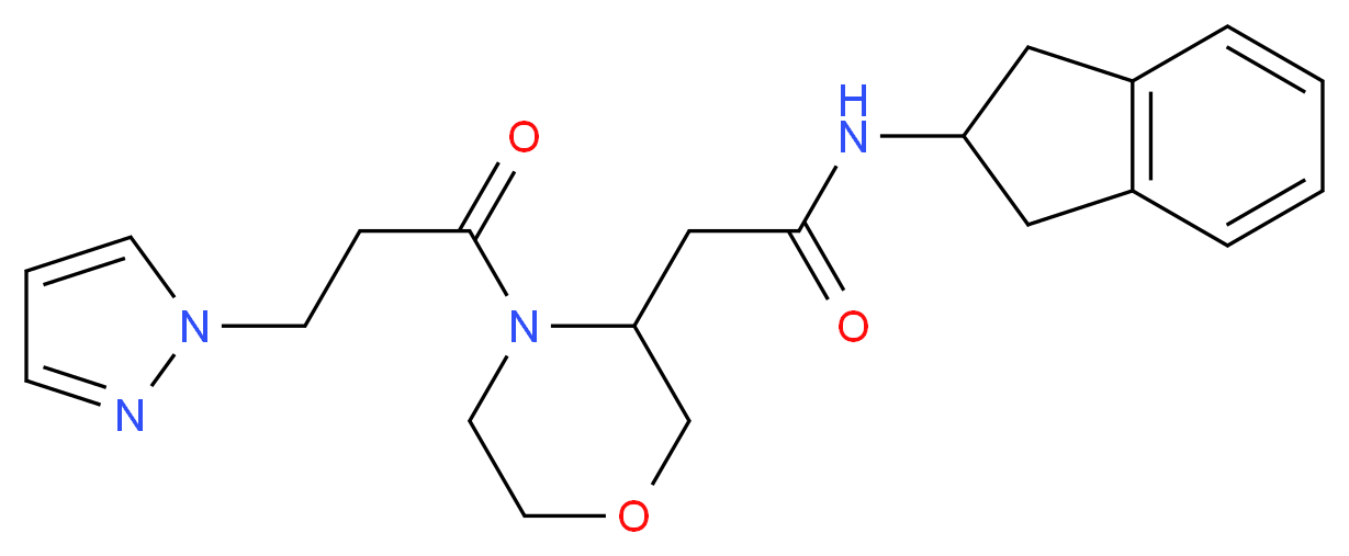 N-(2,3-dihydro-1H-inden-2-yl)-2-{4-[3-(1H-pyrazol-1-yl)propanoyl]-3-morpholinyl}acetamide_Molecular_structure_CAS_)