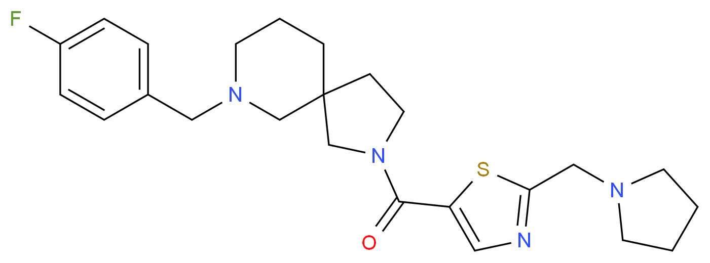 7-(4-fluorobenzyl)-2-{[2-(1-pyrrolidinylmethyl)-1,3-thiazol-5-yl]carbonyl}-2,7-diazaspiro[4.5]decane_Molecular_structure_CAS_)