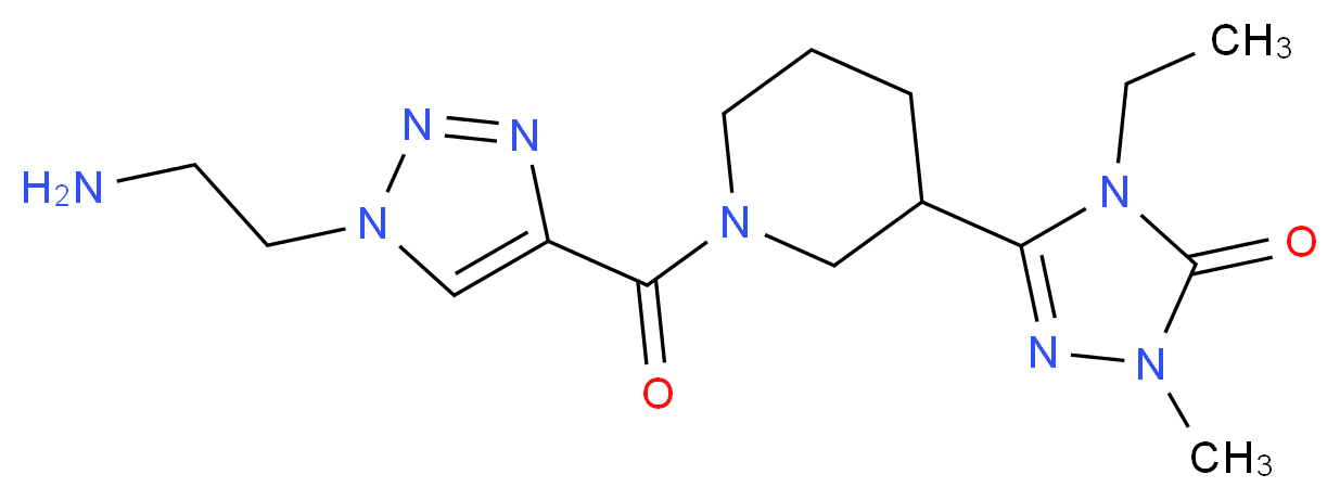 5-(1-{[1-(2-aminoethyl)-1H-1,2,3-triazol-4-yl]carbonyl}piperidin-3-yl)-4-ethyl-2-methyl-2,4-dihydro-3H-1,2,4-triazol-3-one_Molecular_structure_CAS_)