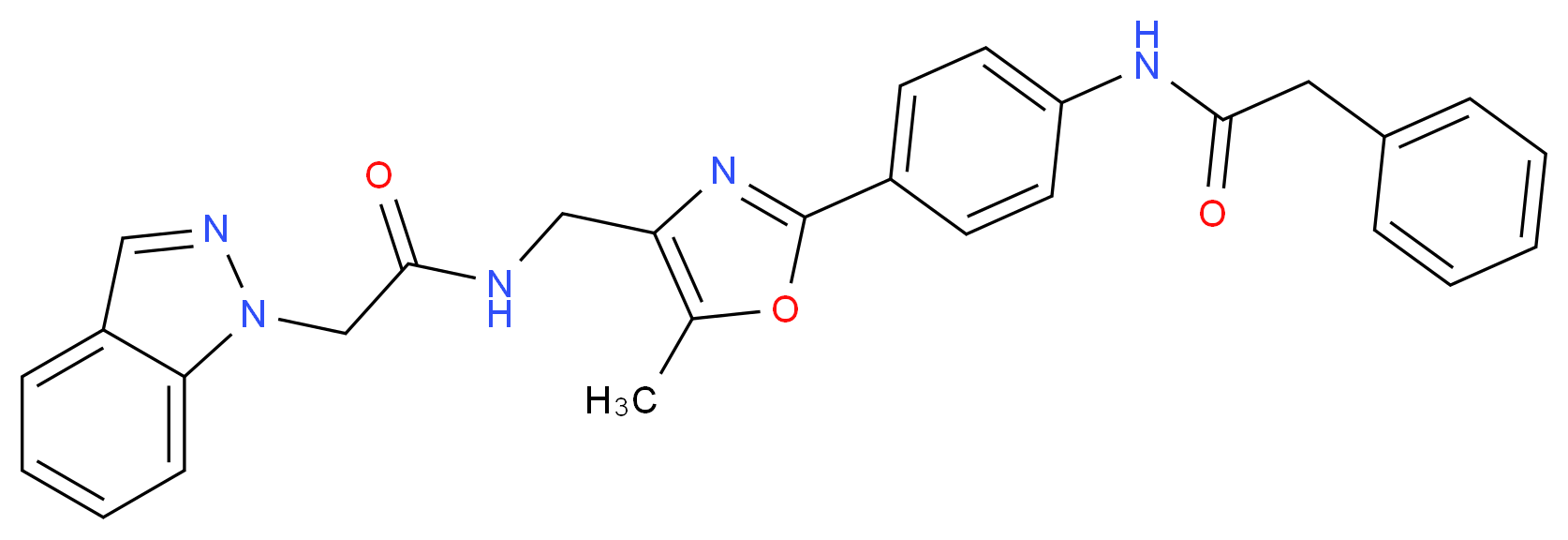 2-(1H-indazol-1-yl)-N-[(5-methyl-2-{4-[(phenylacetyl)amino]phenyl}-1,3-oxazol-4-yl)methyl]acetamide_Molecular_structure_CAS_)