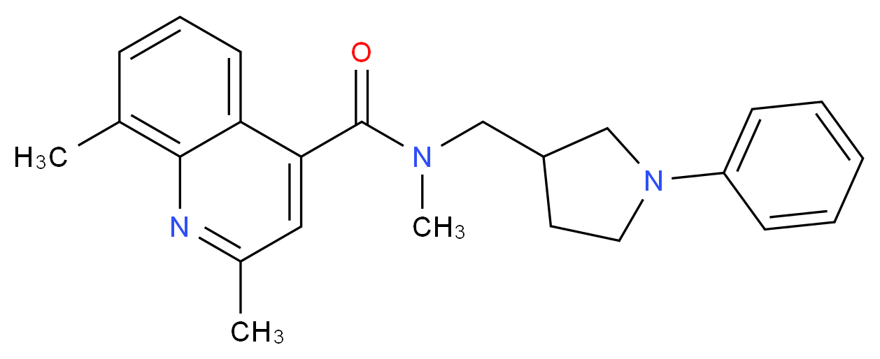 N,2,8-trimethyl-N-[(1-phenyl-3-pyrrolidinyl)methyl]-4-quinolinecarboxamide_Molecular_structure_CAS_)