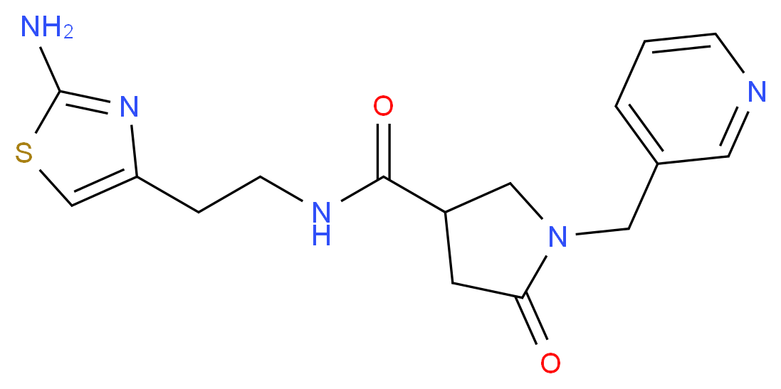 N-[2-(2-amino-1,3-thiazol-4-yl)ethyl]-5-oxo-1-(3-pyridinylmethyl)-3-pyrrolidinecarboxamide_Molecular_structure_CAS_)