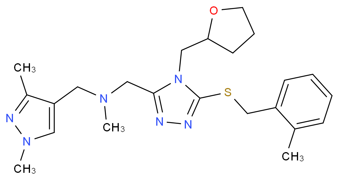 1-(1,3-dimethyl-1H-pyrazol-4-yl)-N-methyl-N-{[5-[(2-methylbenzyl)thio]-4-(tetrahydro-2-furanylmethyl)-4H-1,2,4-triazol-3-yl]methyl}methanamine_Molecular_structure_CAS_)