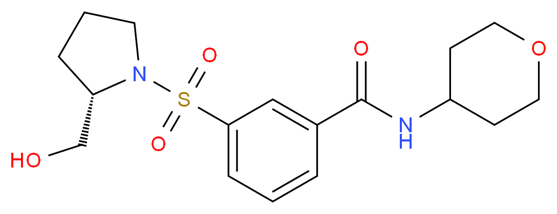 3-{[(2S)-2-(hydroxymethyl)pyrrolidin-1-yl]sulfonyl}-N-(tetrahydro-2H-pyran-4-yl)benzamide_Molecular_structure_CAS_)