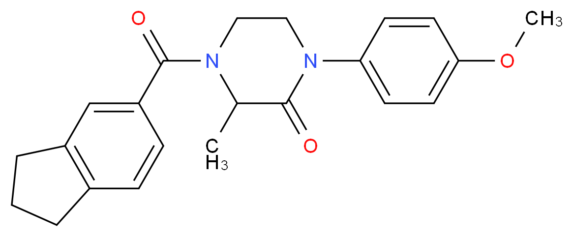 4-(2,3-dihydro-1H-inden-5-ylcarbonyl)-1-(4-methoxyphenyl)-3-methyl-2-piperazinone_Molecular_structure_CAS_)