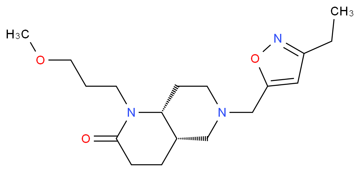(4aS*,8aR*)-6-[(3-ethylisoxazol-5-yl)methyl]-1-(3-methoxypropyl)octahydro-1,6-naphthyridin-2(1H)-one_Molecular_structure_CAS_)
