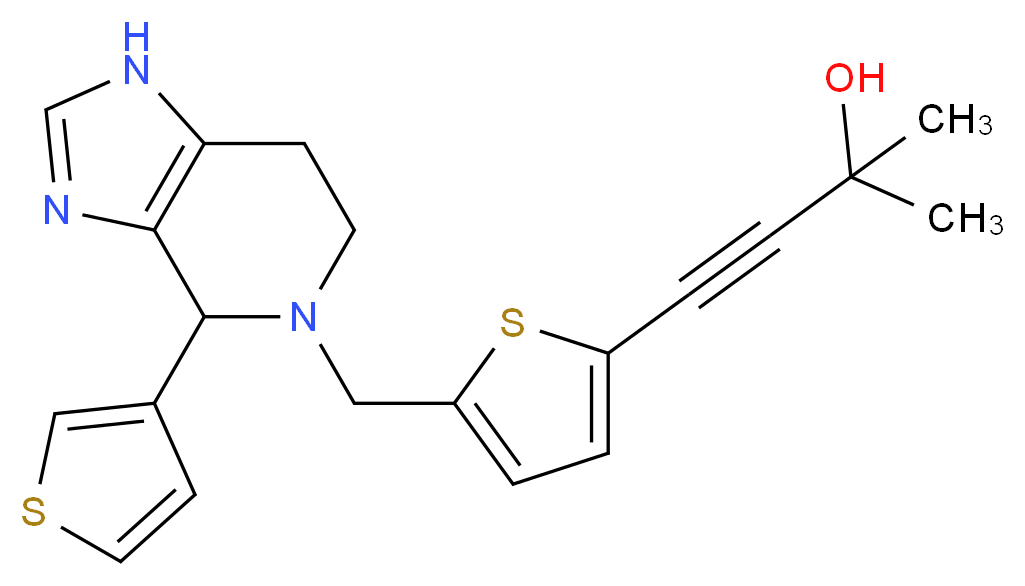 2-methyl-4-(5-{[4-(3-thienyl)-1,4,6,7-tetrahydro-5H-imidazo[4,5-c]pyridin-5-yl]methyl}-2-thienyl)but-3-yn-2-ol_Molecular_structure_CAS_)