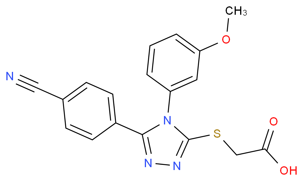 {[5-(4-cyanophenyl)-4-(3-methoxyphenyl)-4H-1,2,4-triazol-3-yl]thio}acetic acid_Molecular_structure_CAS_)