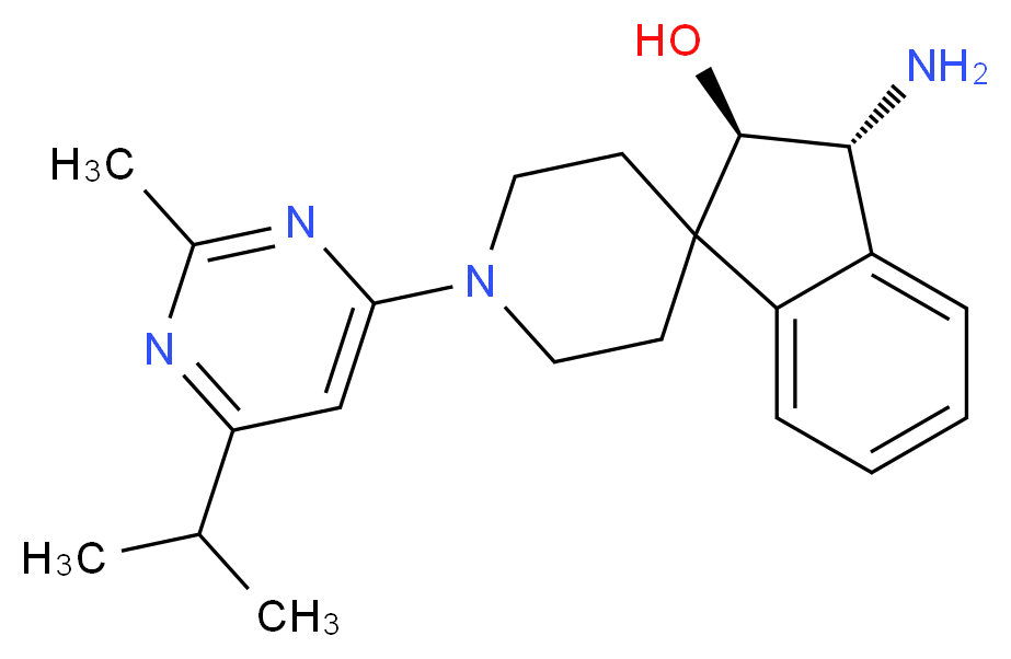 (2R*,3R*)-3-amino-1'-(6-isopropyl-2-methyl-4-pyrimidinyl)-2,3-dihydrospiro[indene-1,4'-piperidin]-2-ol_Molecular_structure_CAS_)