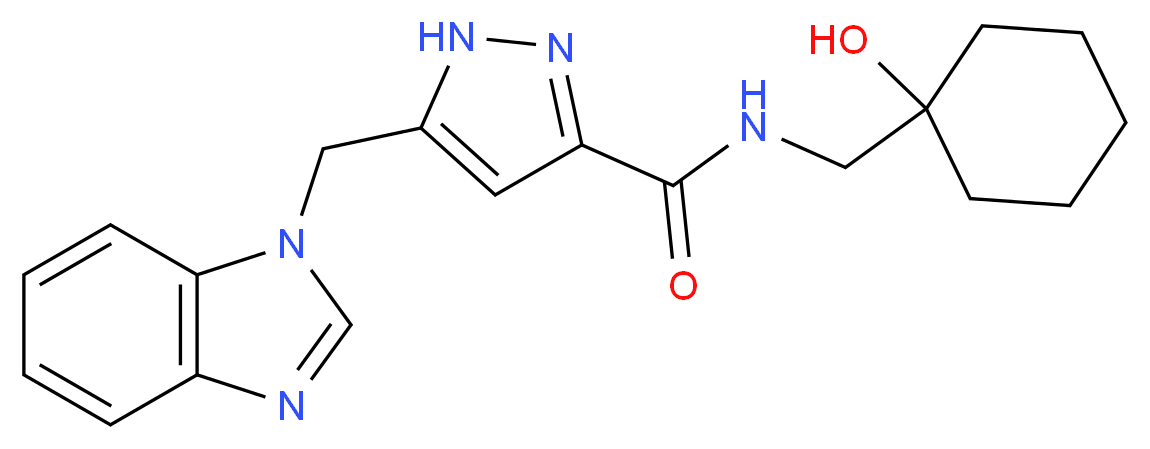 5-(1H-benzimidazol-1-ylmethyl)-N-[(1-hydroxycyclohexyl)methyl]-1H-pyrazole-3-carboxamide_Molecular_structure_CAS_)