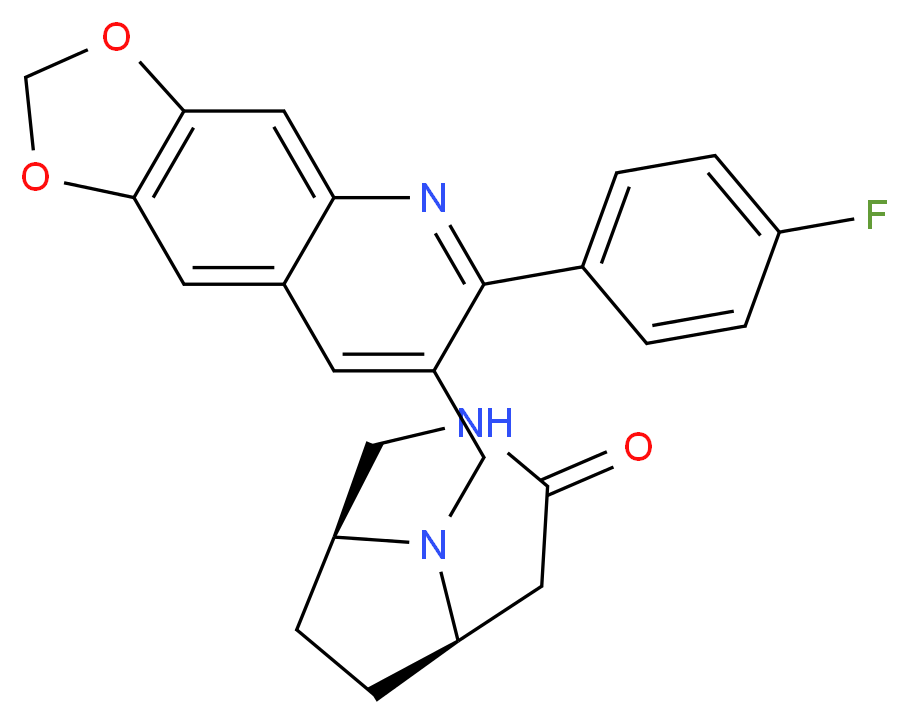 (1S*,6R*)-9-{[6-(4-fluorophenyl)[1,3]dioxolo[4,5-g]quinolin-7-yl]methyl}-3,9-diazabicyclo[4.2.1]nonan-4-one_Molecular_structure_CAS_)