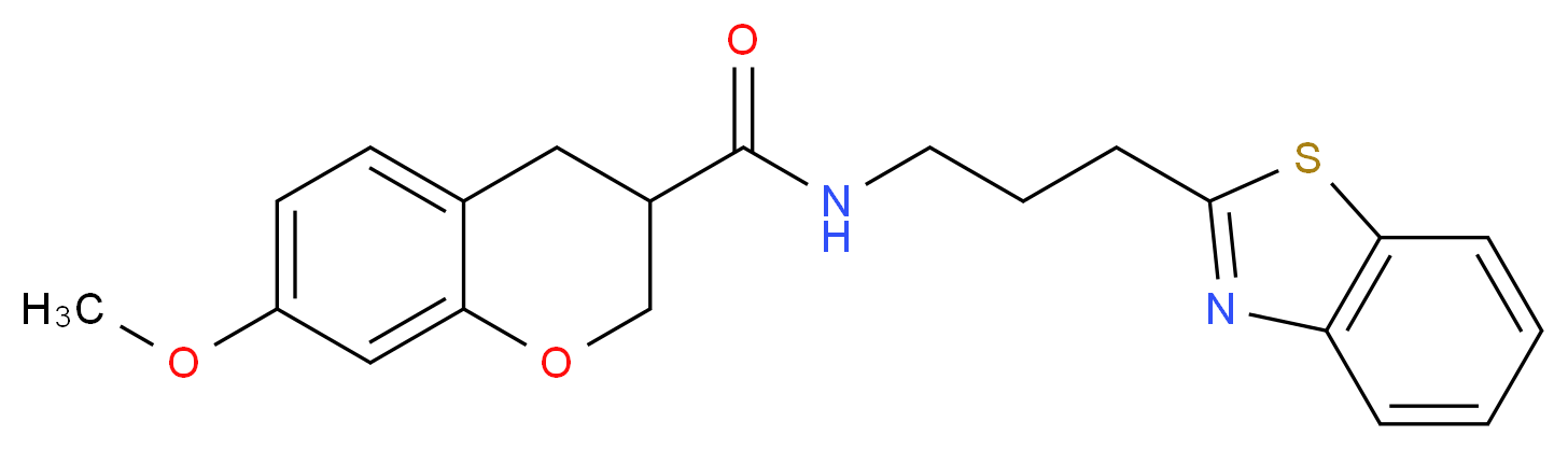 N-[3-(1,3-benzothiazol-2-yl)propyl]-7-methoxychromane-3-carboxamide_Molecular_structure_CAS_)