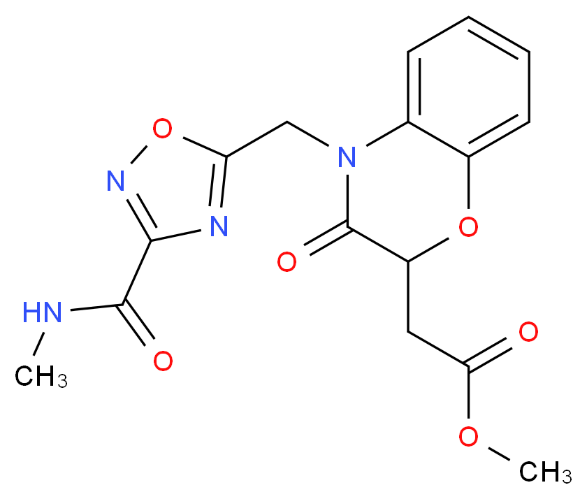 methyl [4-({3-[(methylamino)carbonyl]-1,2,4-oxadiazol-5-yl}methyl)-3-oxo-3,4-dihydro-2H-1,4-benzoxazin-2-yl]acetate_Molecular_structure_CAS_)