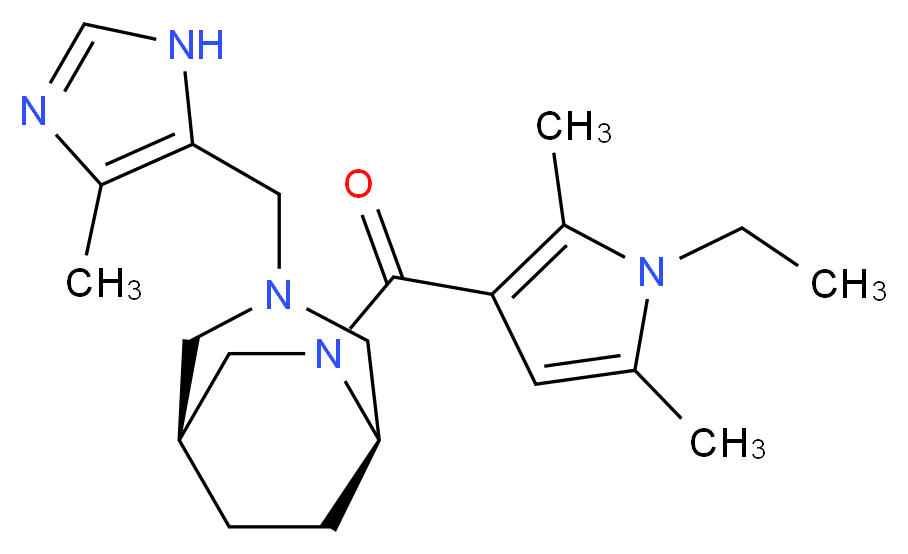(1S*,5R*)-6-[(1-ethyl-2,5-dimethyl-1H-pyrrol-3-yl)carbonyl]-3-[(4-methyl-1H-imidazol-5-yl)methyl]-3,6-diazabicyclo[3.2.2]nonane_Molecular_structure_CAS_)