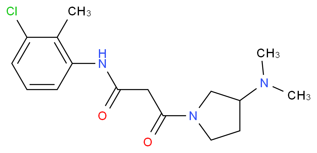 N-(3-chloro-2-methylphenyl)-3-[3-(dimethylamino)pyrrolidin-1-yl]-3-oxopropanamide_Molecular_structure_CAS_)