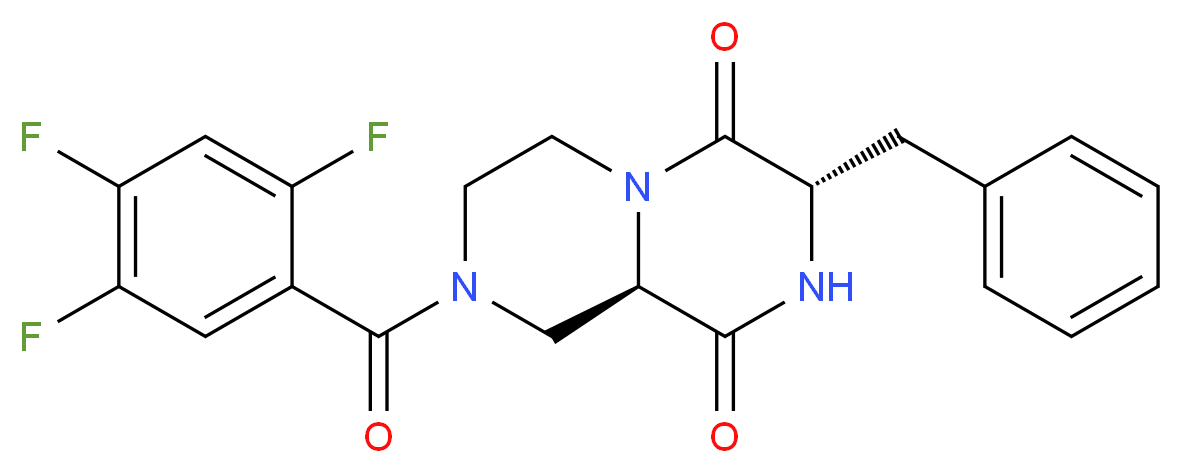 (3S,9aR)-3-benzyl-8-(2,4,5-trifluorobenzoyl)tetrahydro-2H-pyrazino[1,2-a]pyrazine-1,4(3H,6H)-dione_Molecular_structure_CAS_)