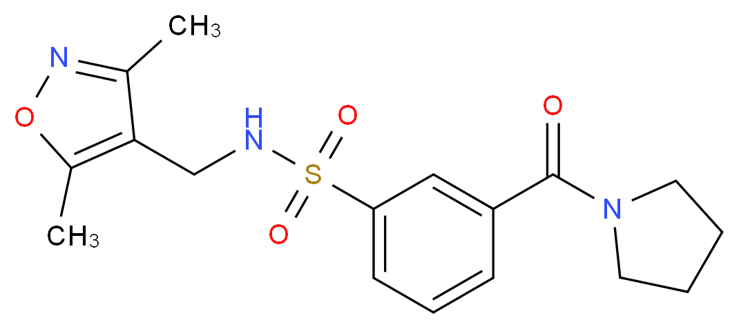 N-[(3,5-dimethylisoxazol-4-yl)methyl]-3-(pyrrolidin-1-ylcarbonyl)benzenesulfonamide_Molecular_structure_CAS_)